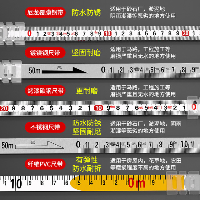 Large tape measure 50 meters 30m soft ruler steel ruler 100 meters long tape measure meter ruler steel tape measure construction engineering measurement portable ruler