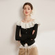 White Deer Amazing Wooden Ear, Shoulder Shirt 2025 Spring New Temperament Slim Slim Strang Long Sleeping Shirt Female
