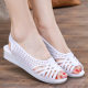 Sandals Women's Summer Casual Fashion Middle-aged and Elderly Mothers Retro Casual Plastic Shoes Flat Sole Anti-Slip Fish Mouth Shoes