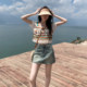 Denim short skirt for women in summer thin A-line skirt pants American draped miniskirt pear-shaped body college skirt
