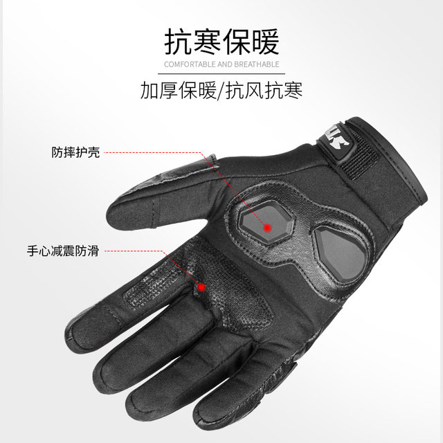 Motorcycle riding leather gloves in winter thin motorcycle windproof waterproof and breathable electric car four seasons universal men's and women's models