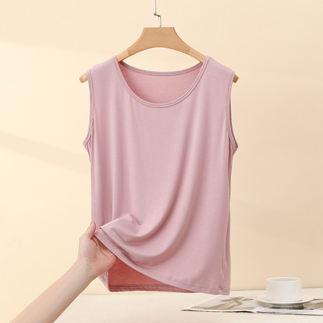 Summer loose suspender vest for women with wide shoulders and versatile large size 2025 new modal inner bottom sleeveless top