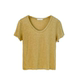 
La Chapelle green V-neck loose short-sleeved T-shirt for women 2025 summer new unique super good-looking base top