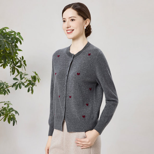 Enjoyable years middle-aged mother woolen sweater knitted cardigan 100 sheep wool winter clothing new middle-aged and elderly women's clothing