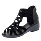 Genuine leather Roman sandals for women 2025 new summer mother shoes fish mouth wedge large size women's shoes thick sole flat shoes