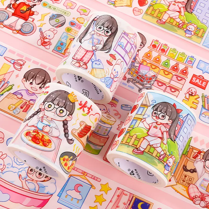 机灵姐的日常生活胶带同款手账和纸胶带手帐贴纸网红胶卷可爱少女-Taobao