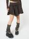 Minga new product A -line retro Y2K brown low waist double -layer buttons decorative side zipper asymmetric skirt