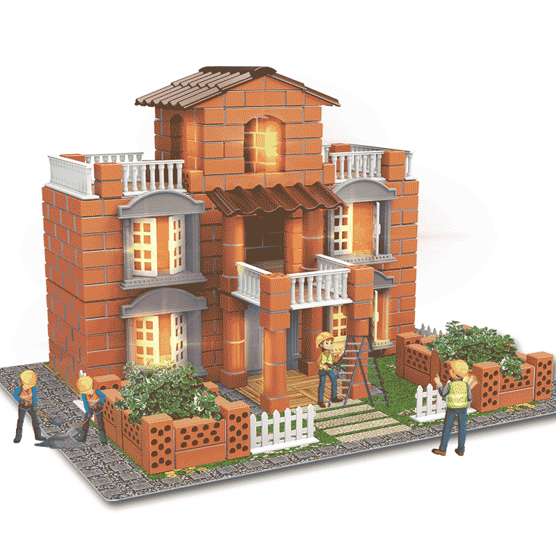 Bricklayer building house and wall toy Children's 1st gift children architect handmade diy brick hut mini 3