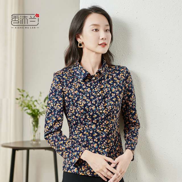 Xiangmulan 2025 autumn and winter large-size top slim coat temperament middle-aged and elderly mothers dressed in floral long-sleeved jacket for women