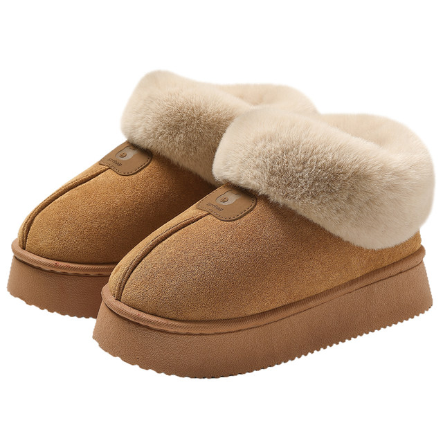 Thick-soled snow boots for women in winter 2025 new fur integrated short heel plush thickened plush cotton shoes for women
