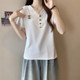 Black V -neck short -sleeved T -shirt Ms. 2023 Summer design sense embroidery, loose large size, shoulder top