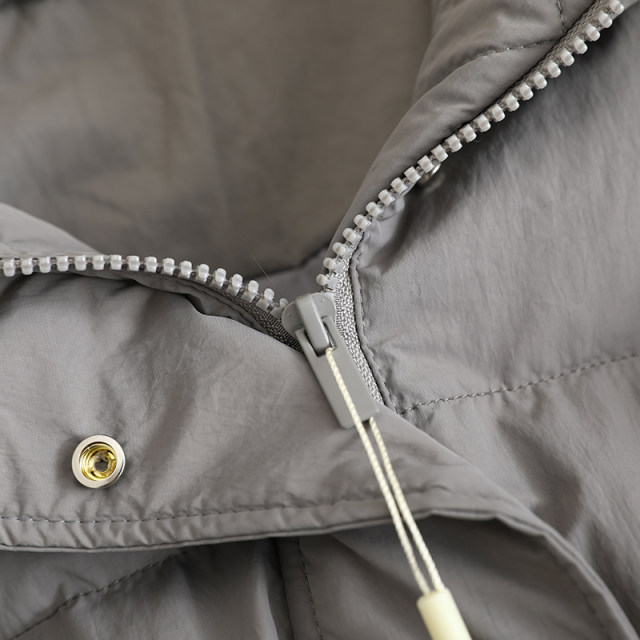 Lemon + white goose down! Fashionable and versatile big fur collar hooded simple waisted mid-length down jacket for women in winter