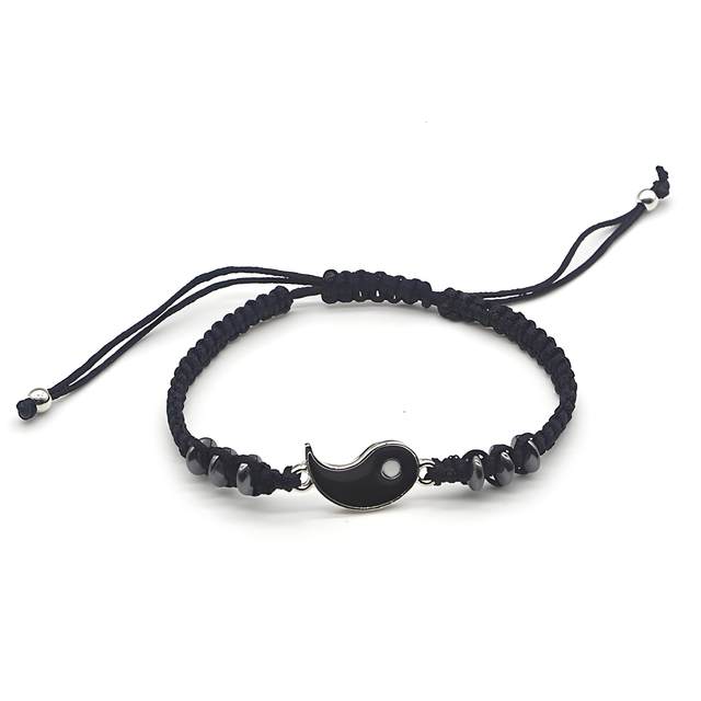 Hand-woven hand rope Chinese style retro black and white Tai Chi Yin and Yang Dragon A pair of gossip bracelets men and women lovers bracelets