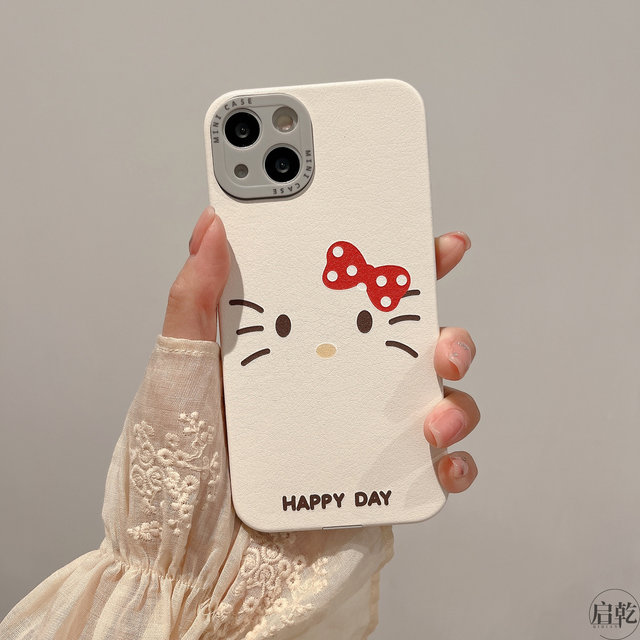 Qiqian line Hello Kitty iPhone17 mobile phone case 16 suitable for Apple 14/13 promax leather 15 soft shell 12 girly heart 11 cute cartoon Hello Kitty new all-inclusive