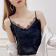 Eyelasse lace V -neck satin suspender vest female summer with a suit with bottom ice silk white acetic acid top
