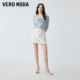 Vero Moda Outlet top for women spring and autumn new sweet age-reducing bow printed quarter-sleeved short shirt