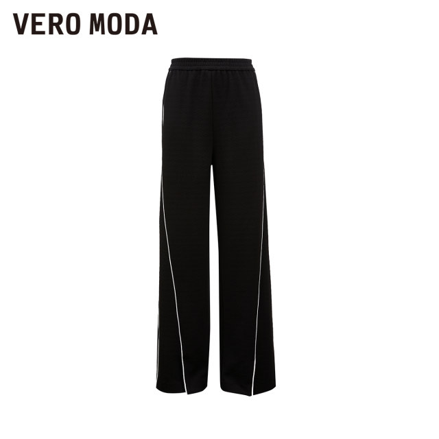 Vero Moda Outlet casual pants for women in autumn and winter new retro stylish elastic waist loose straight pants versatile