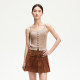 Vero Moda skirt 2025 summer new mall same glossy spliced ​​pleated leather skirt 325111010