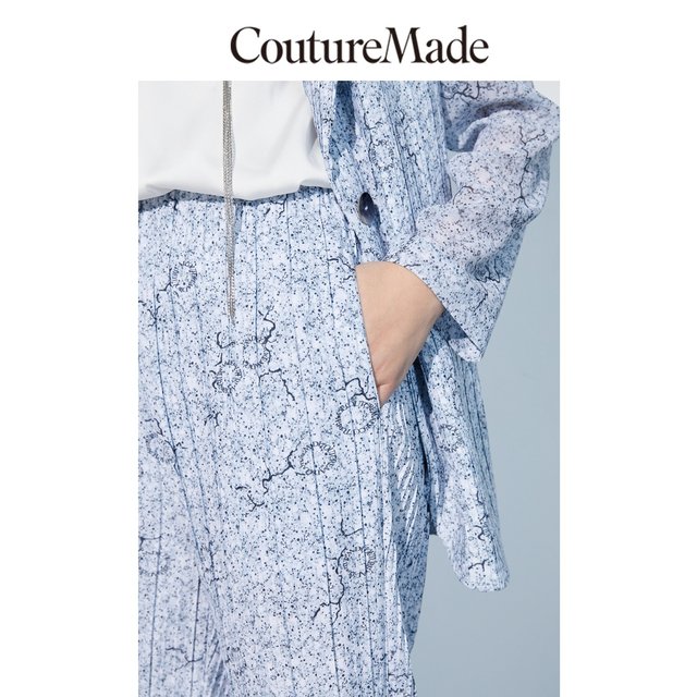 CoutureMade casual pants summer clearance women's printed pleated loose suit trousers for veromoda