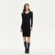 Vero Moda Outlet Knitted Dress Fall New V-neck Halves Neck Shoulder Hollow Slim Elegant Trendy