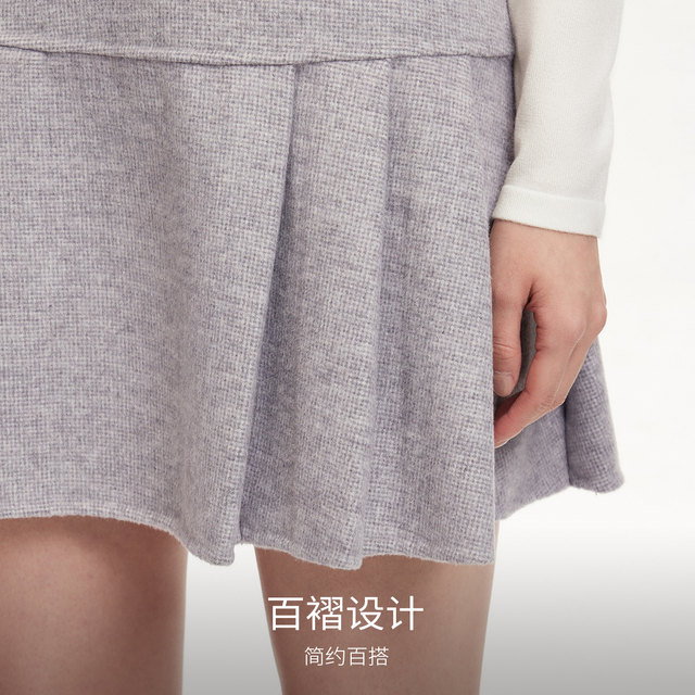 Vero Moda Outlet Skirt New Summer Style Wool Check Pleated Skirt Academy Style Short Skirts