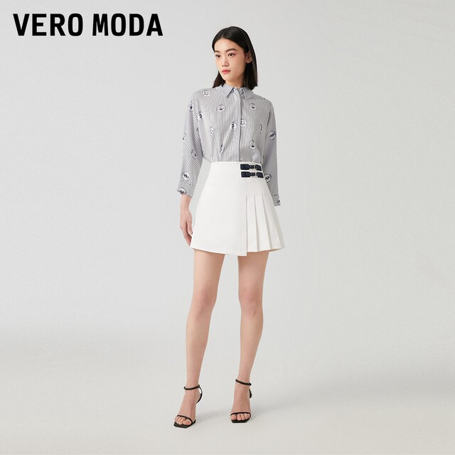 Vero Moda Outlet Skirt Summer New A-line Fashion Short Skirt High-waisted Age-reducing College Style Pleated Women