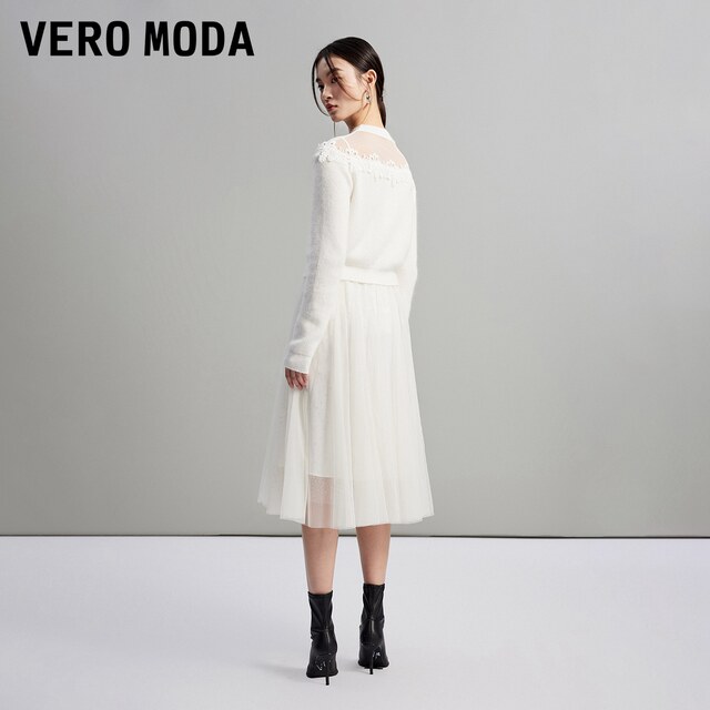 Vero Moda Outlet sweater dress winter new temperament mesh suspender skirt two-piece set for women