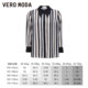 Vero Moda Outlet shirt Winter clearance shirt Temperament print striped color block versatile top for women