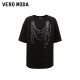 Vero Moda Outlet T-shirt Short-sleeved Women's Summer New Loose Chain Decorative Printed Low-Shoulder Mid-Sleeve Top