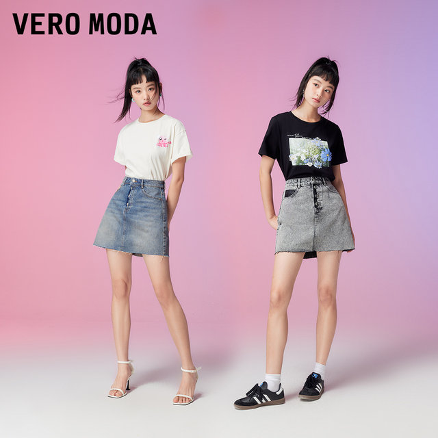 Vero Moda Outlet Skirt Summer Clearance Denim Short Skirt High Waist A-line Casual and Versatile Fashion Women's Fashion