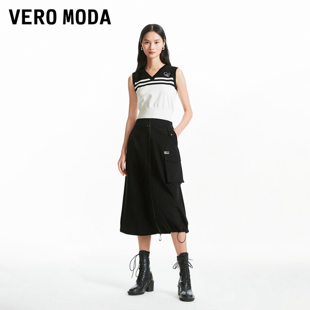 Vero Moda Outlet Skirt in summer new elastic waist A-line functional drawstring personality street style