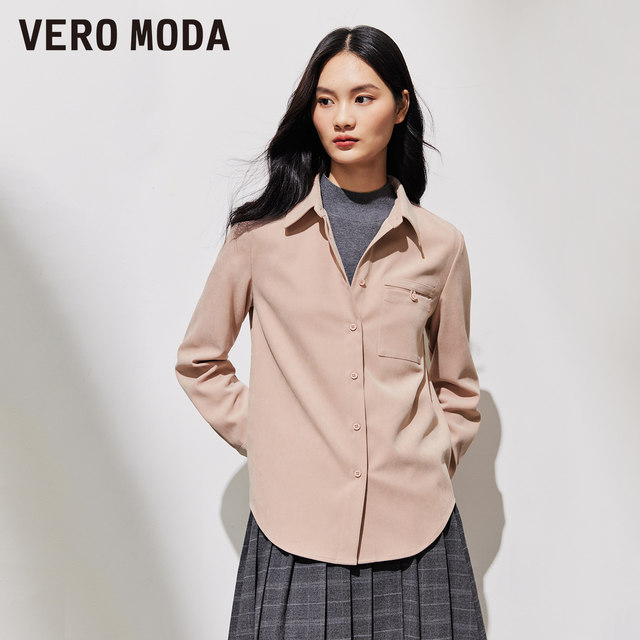 Vero Moda Outlet shirt for women spring and summer new straight long-sleeved lapel simple commuting versatile tops trendy