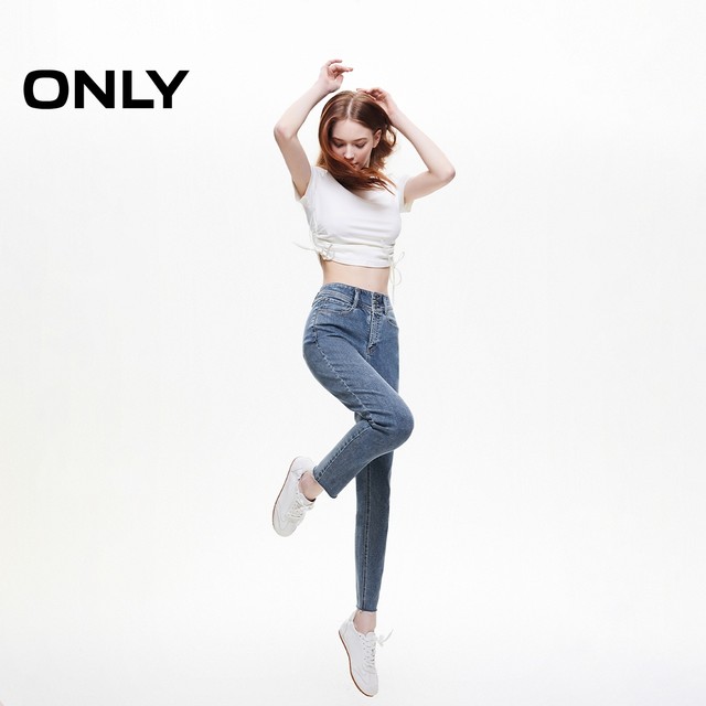 ONLY Outlet 2025 summer new commuter style breasted high waisted small feet pants cropped jeans women
