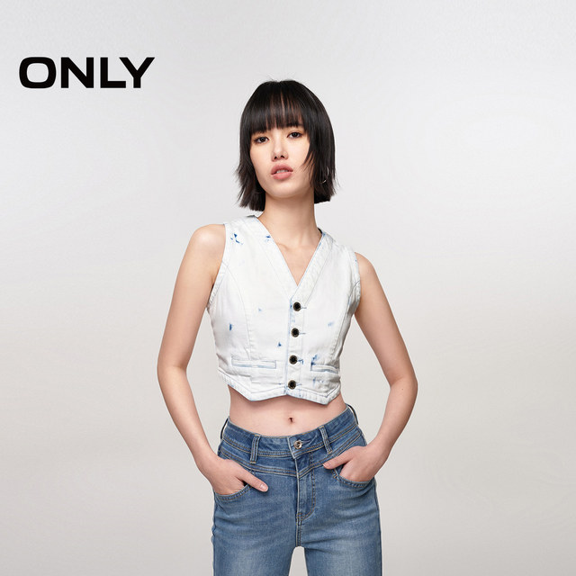 Summer fashion design sleeveless short cardigan denim vest for women