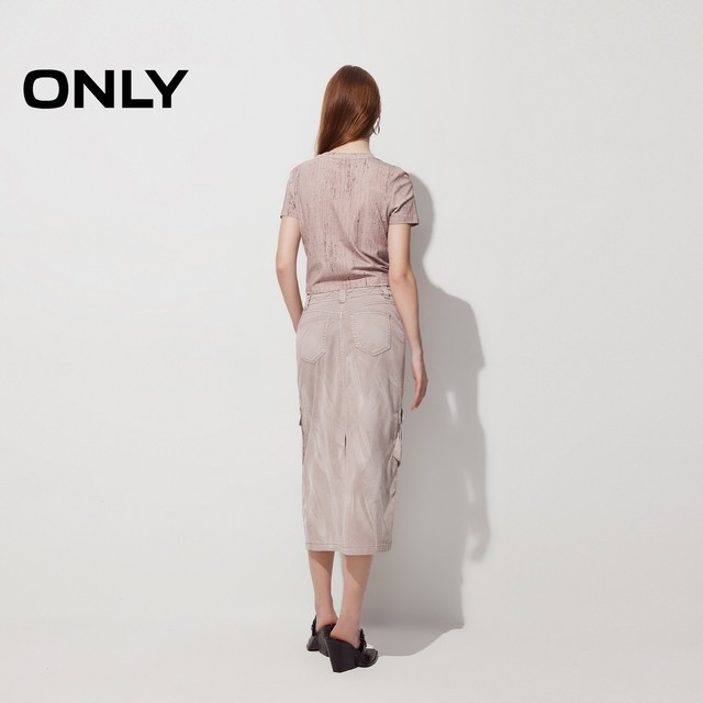 ONLY Summer Wasteland Style Old White Working Pocket High Waist Skirt Women
