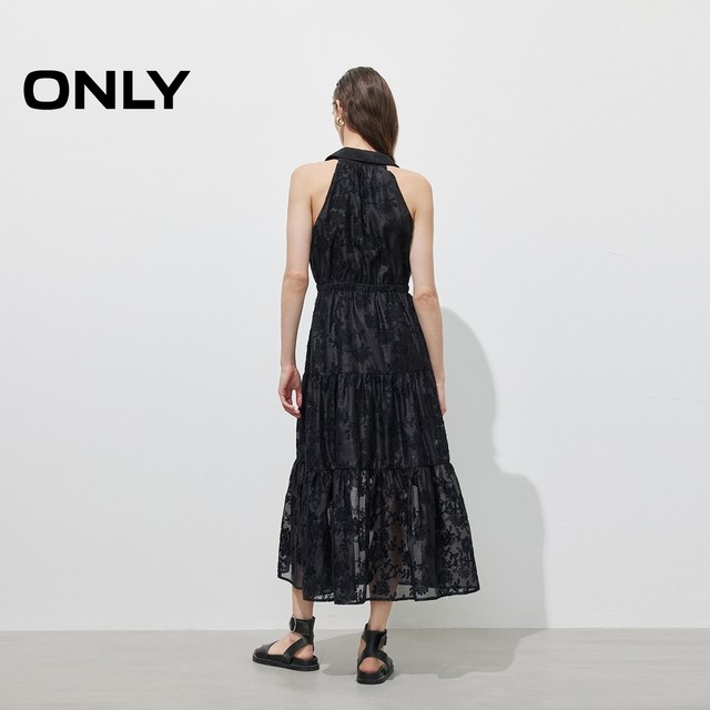 ONLY2025 summer new romantic style sleeveless off-shoulder neck lapel waist-hugging long skirt loose dress for women