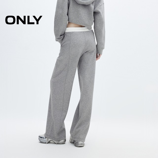 ONLY Summer Fashion Simple Loose Contrast Embroidered Elastic Rope Casual Pants for Women