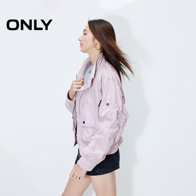 ONLY Outlet Spring Trendy Cool Large Pocket High Neck Loose Solid Color Trench Coat Women
