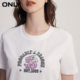 ONLY Summer Simple Casual Versatile Round Neck Printed Embroidered Short Sleeve T-shirt for Women
