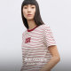 ONLY2025 summer new style chest letter LOGO design front shoulder double-layer round neck striped short-sleeved T-shirt for women