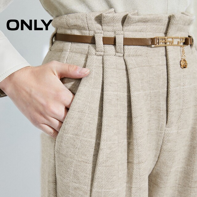 ONLY Summer Belt Solid Color High Waist Loose Nine-Cross Carrot Pants Casual Pants Women