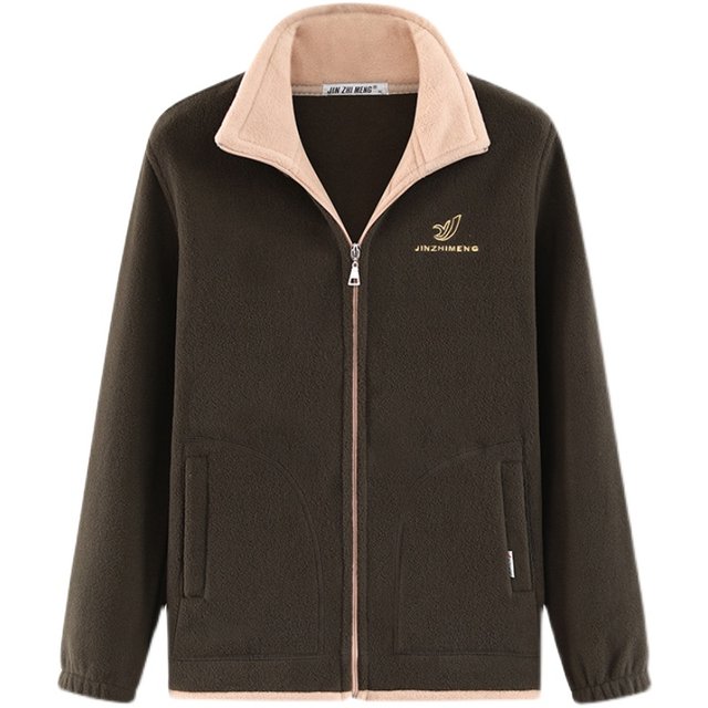 50-year-old middle-aged and elderly mother's fleece outdoor sports coat middle-aged sweatshirt long-sleeved camel fleece polar fleece top