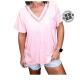 Self-operated pol pink pocket T-shirt - pink straight hair