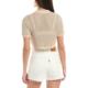 
Self-operated Onia crochet knitted short lapel sweater-brown straight hair