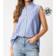 Self-operated olivaceous Jaden striped sleeveless button top, blue/white/black [American O
