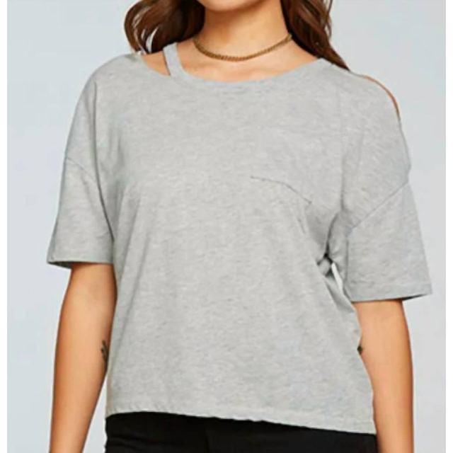 Self-operated chaser retro jersey ventilated short sleeve pocket T-shirt (blend grey) -blend grey

