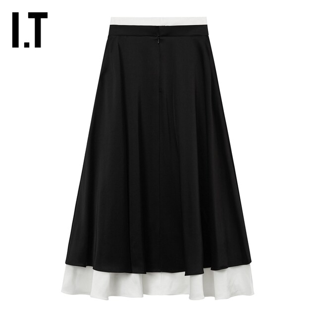 IT Japanese ENFLD women's skirt long skirt new style literary temperament splicing skirt hem umbrella skirt 131281XO