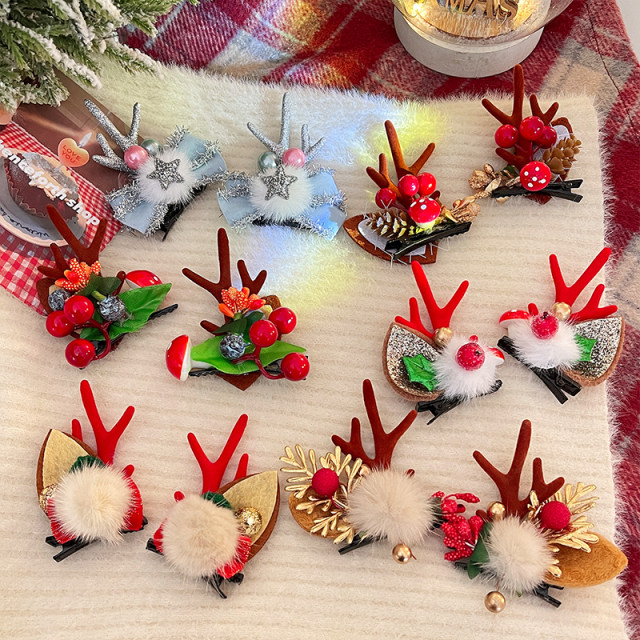 Christmas head jewelry Mori Moriki hair clip cute children's antlers ear hair hoop hair jewelry small clip hair accessories