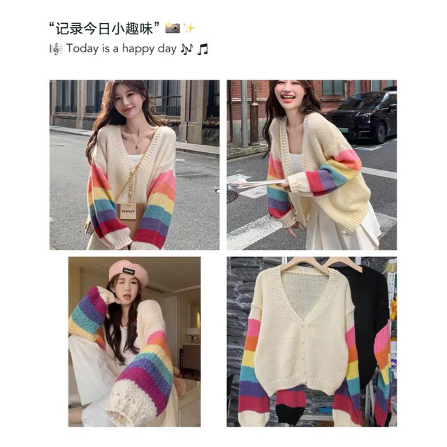 Yellow Knitted Cardigan Spring and Autumn Women 2024 New Small Loose Design Sweet Loose Short Jacket Trendy