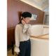 2024 autumn sweet wood ears contrasting black flared sleeves loose striped shirt for women